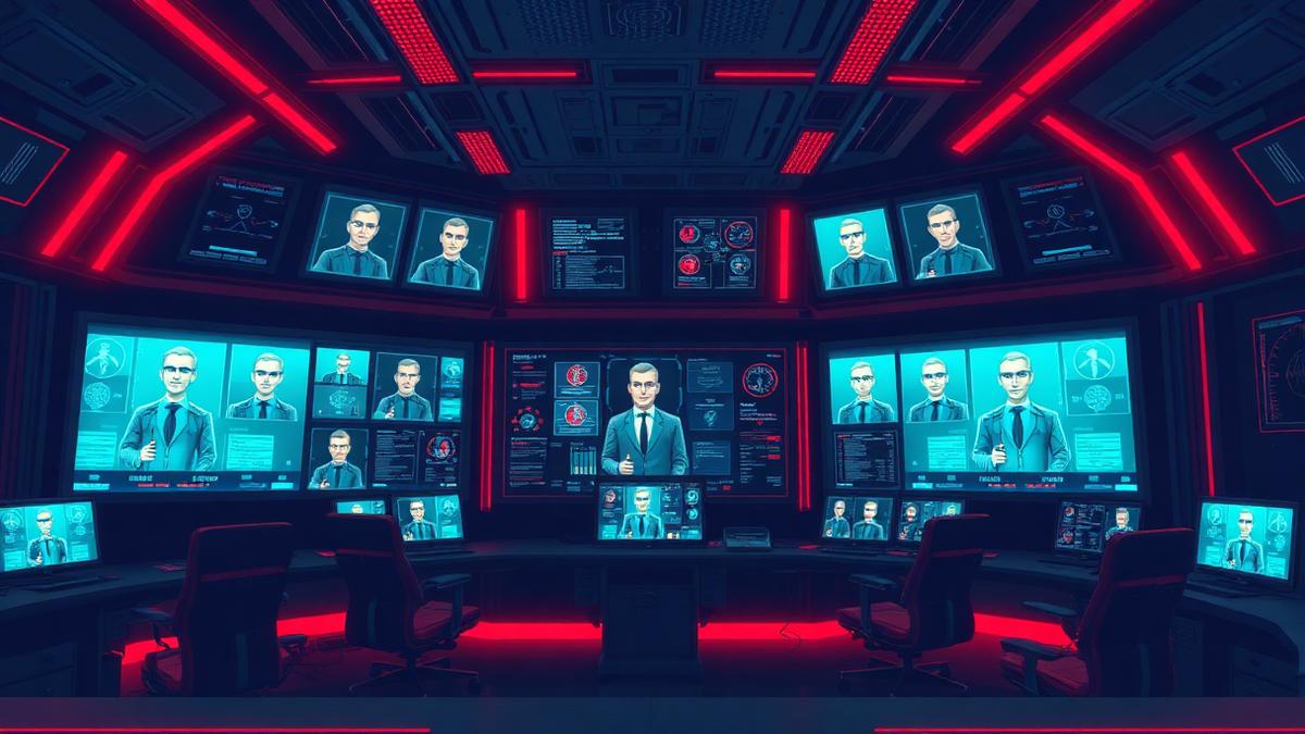 A red team control room stress-testing autonomous agents on large screens